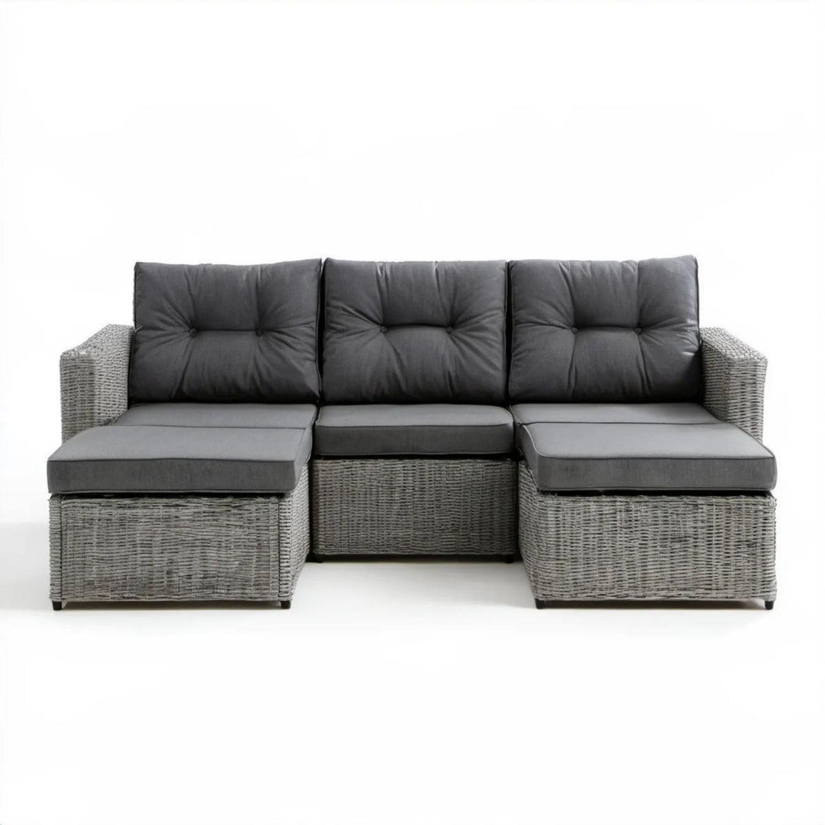 Modułowa sofa ogrodowa z technorattanu PE 200 × 70 × 75 cm Szara/Antracytowa